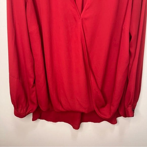 Addition Elle M Studio Burgundy Faux Wrap Sheer Blouse Size 18 - Picture 4 of 10
